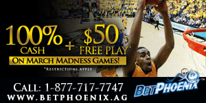 Bet Phoenix — Deposit $300 – $1000 And Receive: 100% Cash Bonus + $50 Free Straight Wager On March Madness