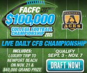 Fantasy Aces College Football Dfs: $100K Cfb Live Final – Qualify Today At 6Pm Est + 200% Sign Up Bonus!!