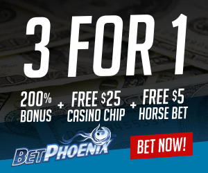 Betphoenix 3 For 1 Deal – 200% Welcome Bonus – Free $25 Casino Chip – Free $5 Horse Bet