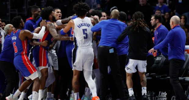 Three Players Ejected After Pistons-Magic Brawl